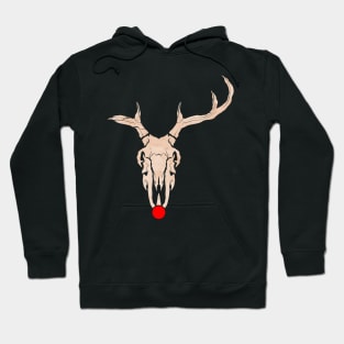 Rudolph Reindeer Skull With Red Nose Christmas Hallowxmas Hoodie